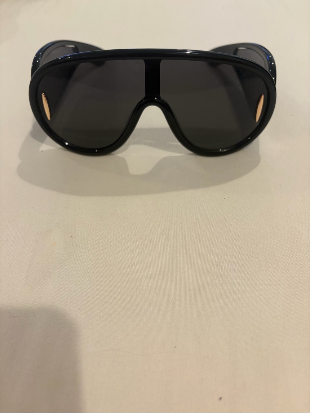 Loewe Black Shield Sunglasses with Gold Accents